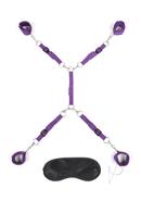Lux Fetish Bed Spreader Restraint System (7 Piece Set) - Purple